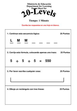 1. Continue esta secuencia lógica: 	 25 Puntos