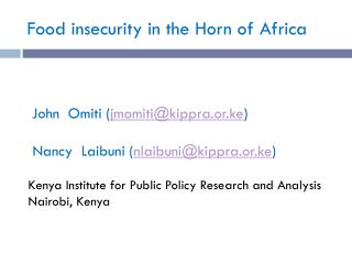 Food insecurity in the Horn of Africa