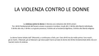 LA VIOLENZA CONTRO LE DONNE