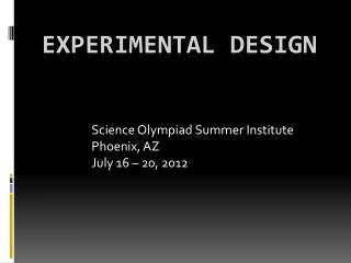 EXPERIMENTAL DESIGN