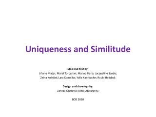 Uniqueness and Similitude
