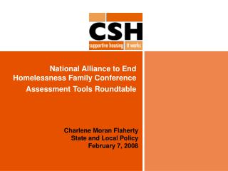 National Alliance to End Homelessness Family Conference Assessment Tools Roundtable