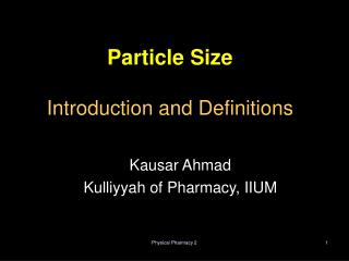 Particle Size Introduction and Definitions