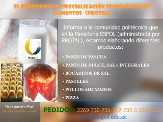 El Programa de Especialización Tecnológica en Alimentos (PROTAL)