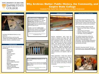 Why Archives Matter: Public History, the Community, and Empire State College