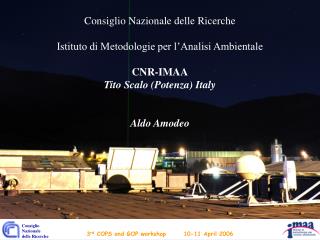 Consiglio Nazionale delle Ricerche Istituto di Metodologie per l’Analisi Ambientale CNR-IMAA