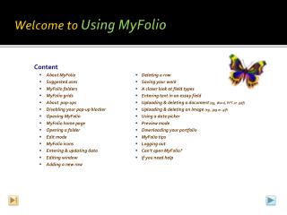Welcome to Using MyFolio