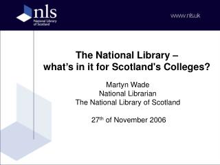 The National Library – what’s in it for Scotland's Colleges?