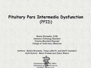 Pituitary Pars Intermedia Dysfunction (PPID)