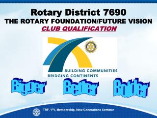 Rotary District 7690 THE ROTARY FOUNDATION/FUTURE VISION CLUB QUALIFICATION