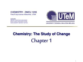 Chemistry: The Study of Change