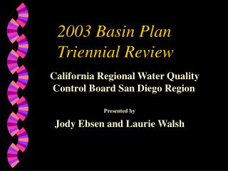 2003 Basin Plan Triennial Review