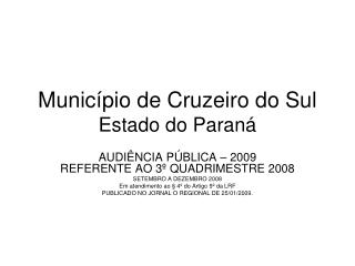 Município de Cruzeiro do Sul Estado do Paraná