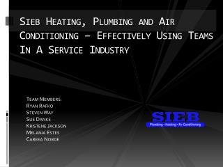Sieb Heating, Plumbing and Air Conditioning – Effectively Using Teams In A Service Industry