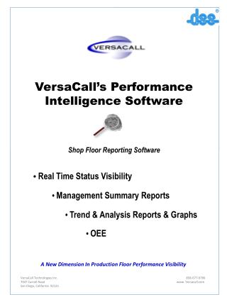 VersaCall’s Performance Intelligence Software Shop Floor Reporting Software