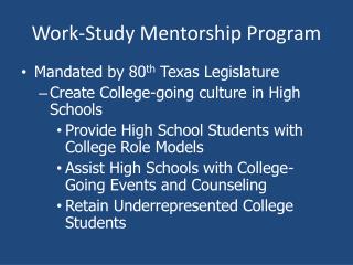 Work-Study Mentorship Program