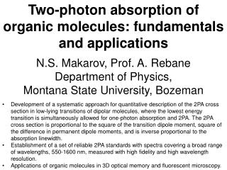 Two-photon absorption of organic molecules: fundamentals and applications