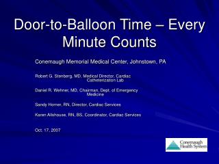 Door-to-Balloon Time – Every Minute Counts