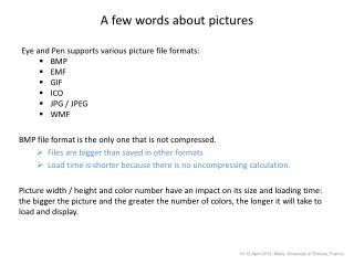 A few words about pictures