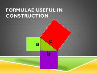 Formulae useful in Construction