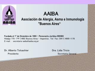 AAIBA Asociación de Alergia, Asma e Inmunología &quot;Buenos Aires“