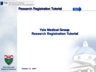 Yale Medical Group Research Registration Tutorial