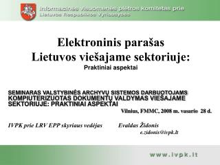 Elektroninis parašas Lietuvos viešajame sektoriuje: Praktiniai aspektai