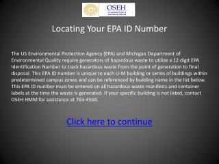 Locating Your EPA ID Number
