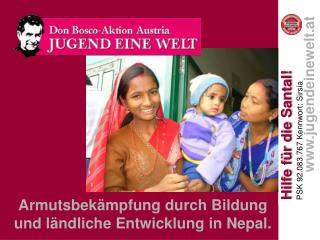 Armutsbekämpfung durch Bildung und ländliche Entwicklung in Nepal.