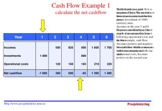 Cash Flow Example 1 calculate the net cashflow