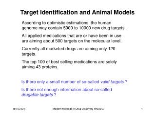 Target Identification and Animal Models