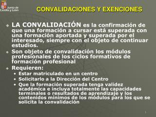 CONVALIDACIONES Y EXENCIONES