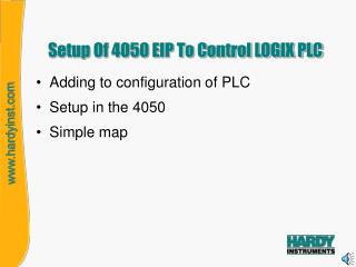 Setup Of 4050 EIP To Control LOGIX PLC
