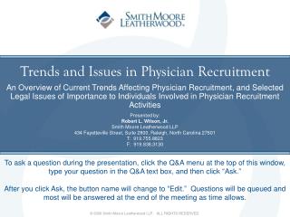 Trends and Issues in Physician Recruitment