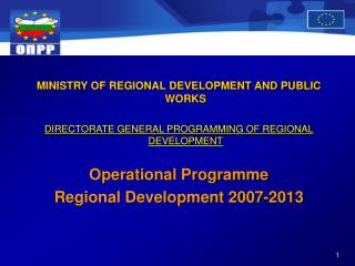 MINISTRY OF REGIONAL DEVELOPMENT AND PUBLIC WORKS
