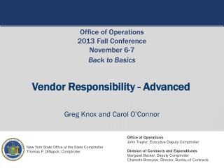 Vendor Responsibility - Advanced
