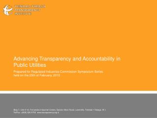 Advancing Transparency and Accountability in Public Utilities