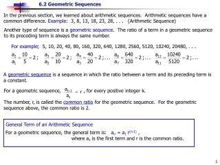 For a geometric sequence,	 , for every positive integer k.