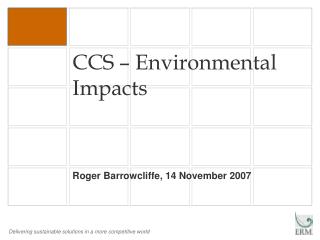 CCS – Environmental Impacts