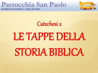 Catechesi 2 LE TAPPE DELLA STORIA BIBLICA
