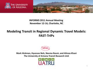 INFORMS 2011 Annual Meeting  November 12-16, Charlotte, NC