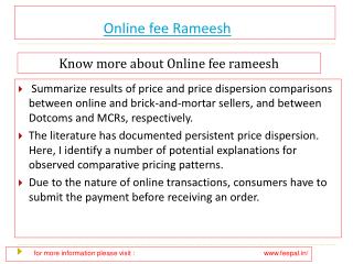 New update about online fee rameesh