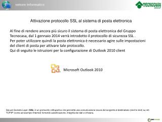 Attivazione protocollo SSL al sistema di posta elettronica