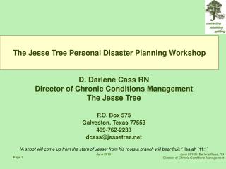 The Jesse Tree Personal Disaster Planning Workshop