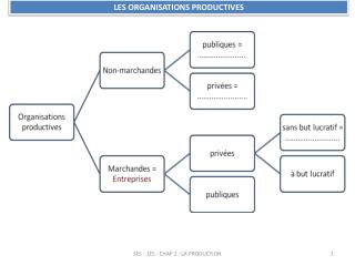 LES ORGANISATIONS PRODUCTIVES