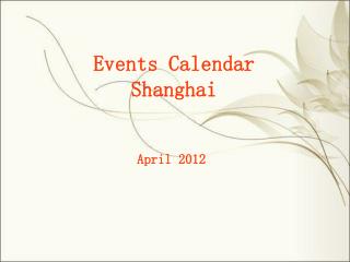 Events Calendar Shanghai