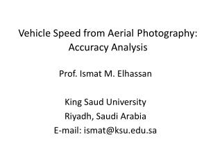 Vehicle Speed from Aerial Photography: Accuracy Analysis