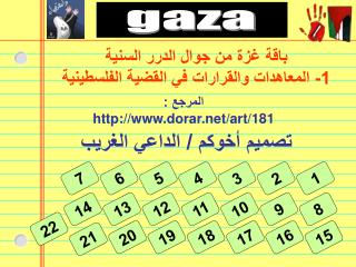 باقة غزة من جوال الدرر السنية 1- المعاهدات والقرارات في القضية الفلسطينية