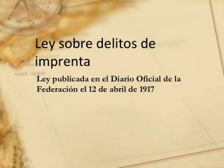 Ley sobre delitos de imprenta