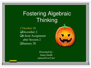 Fostering Algebraic Thinking